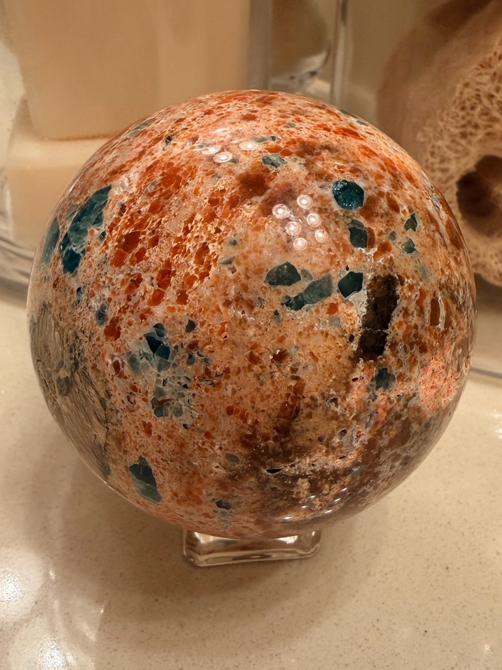 2.94 Inch Sunstone with Apatite Sphere